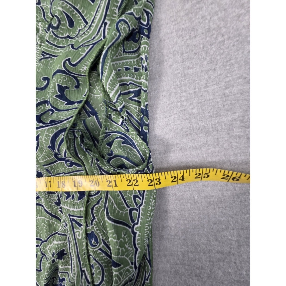 FADED GLORY 3X Vintage Tunic Blouse Smocked Ruffle Bottom Green‎ Blue Paisley - Picture 5 of 7